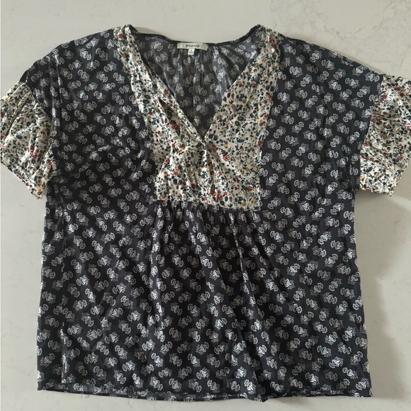 Madewell Print-Mix Drop-Shoulder Top in Blossoming Vines - Size M - Picture 6 of 8